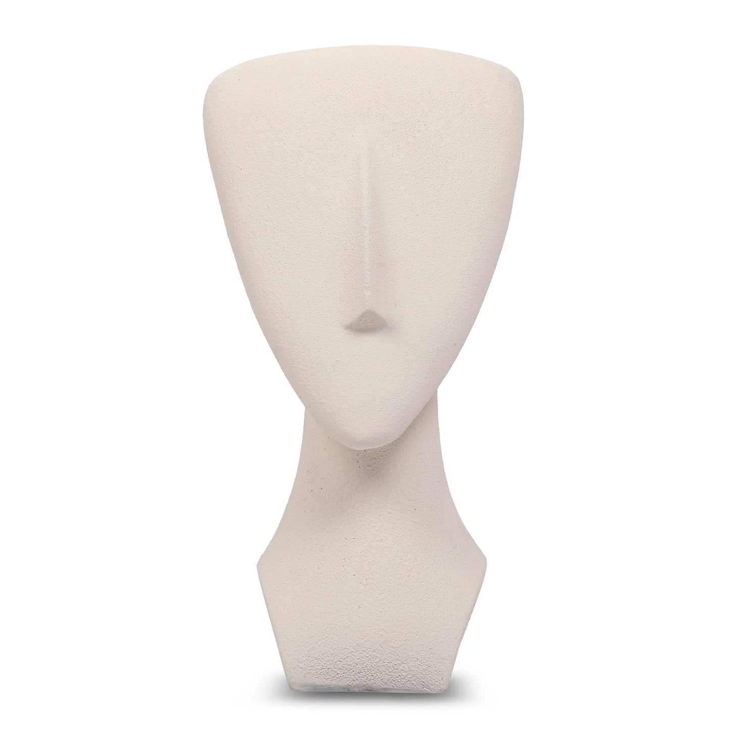 Miraya Modern Textured Face Polyresin Hand Finished Figurine Ivory 16cm by Living Essence