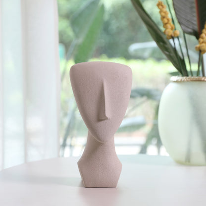 Miraya Modern Textured Face Polyresin Hand Finished Figurine Ivory 16cm by Living Essence