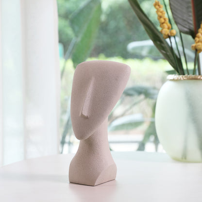 Miraya Modern Textured Face Polyresin Hand Finished Figurine Ivory 16cm by Living Essence