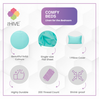 Comfy Beds Single Flat Sheet Cool Mint,150x225cm