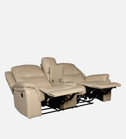 Murray Half Leather Two Seater Recliner in Beige Colour