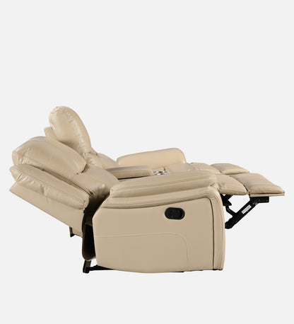 Murray Half Leather Two Seater Recliner in Beige Colour