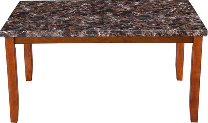 Eden Marble Finish Top 6 Seater Dining Set in Brown Colour