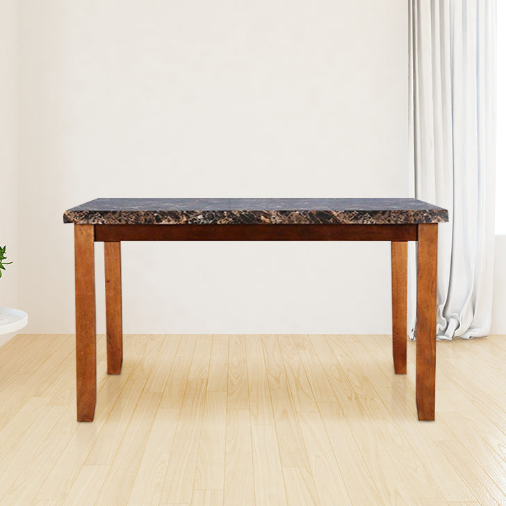 Eden Marble Finish Top 6 Seater Dining Table in Brown Colour