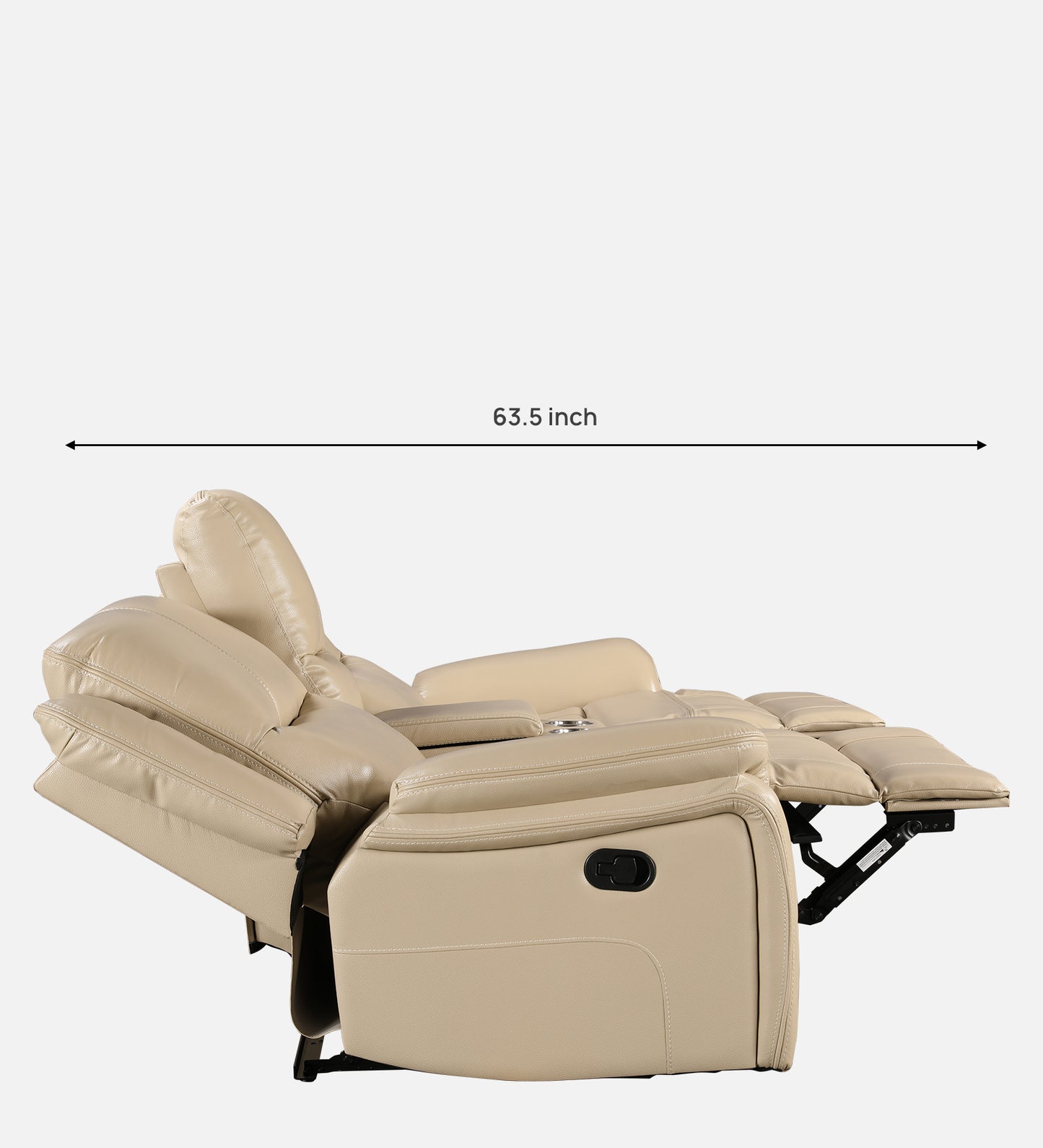 Murray Half Leather Two Seater Recliner in Beige Colour