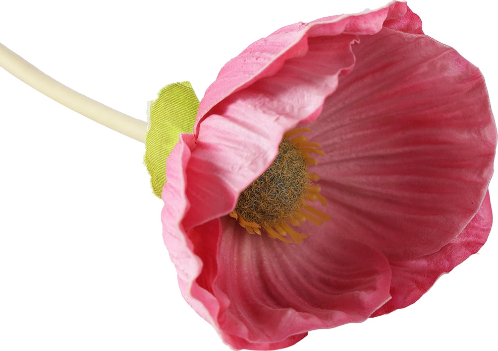 Elora Single Pink Poppy Polyester Artificial Flower 48cm in Pink Colour