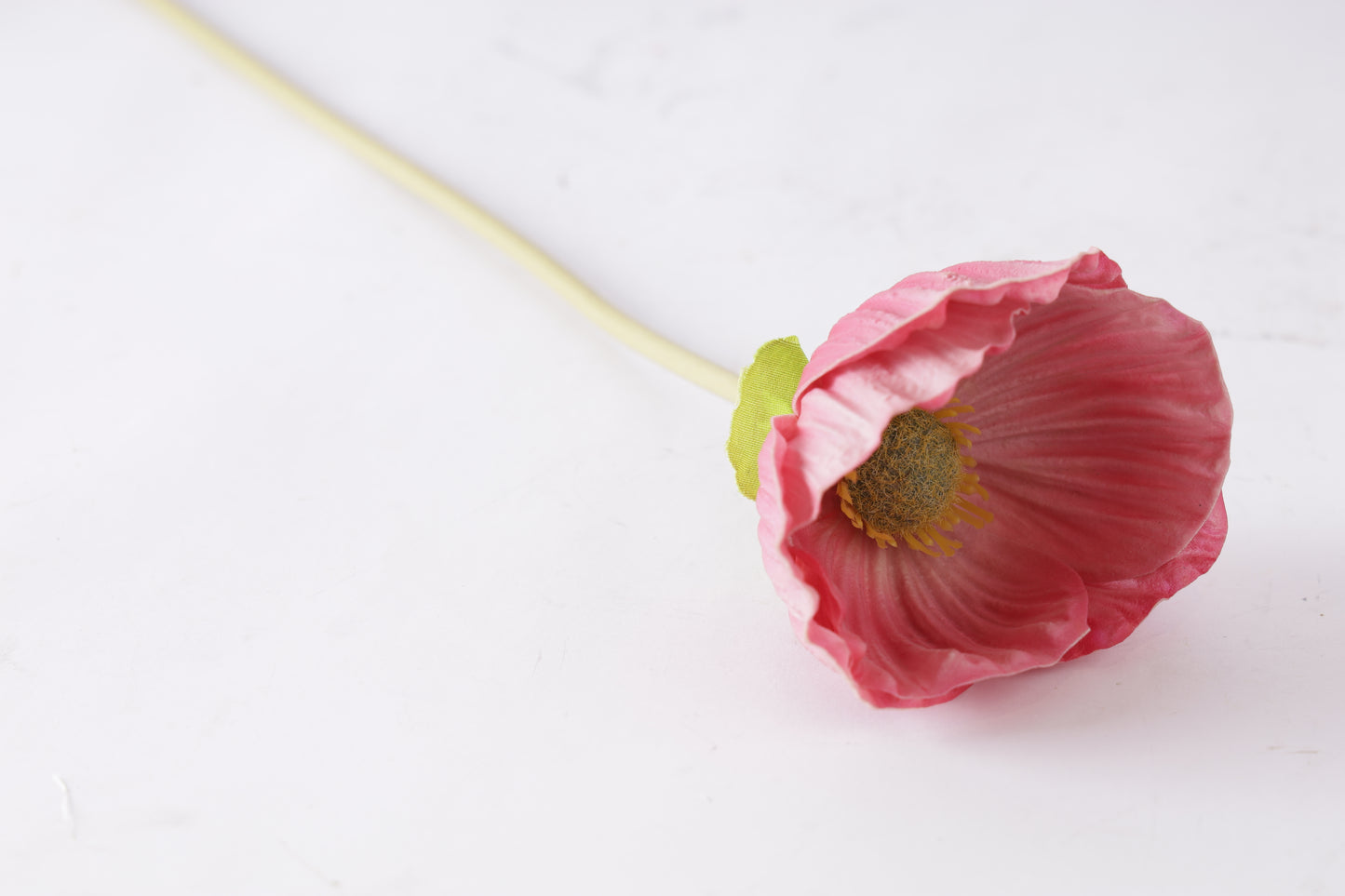 Elora Single Pink Poppy Polyester Artificial Flower 48cm in Pink Colour