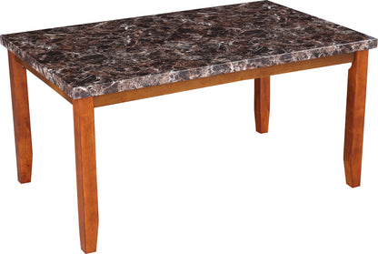 Eden Marble Finish Top 6 Seater Dining Set in Brown Colour