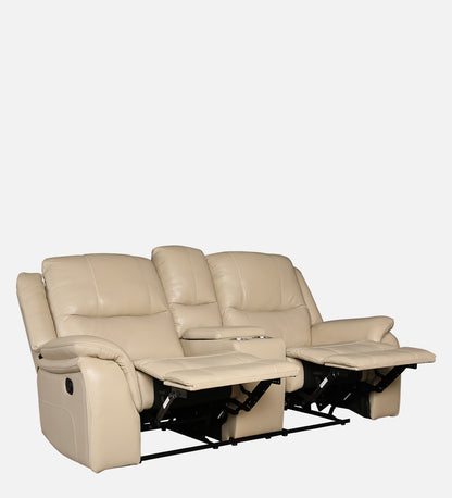 Murray Half Leather Two Seater Recliner in Beige Colour